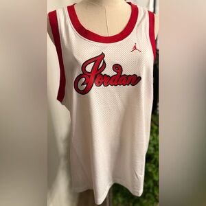 Jordan White & Red Mesh Basketball Tank
